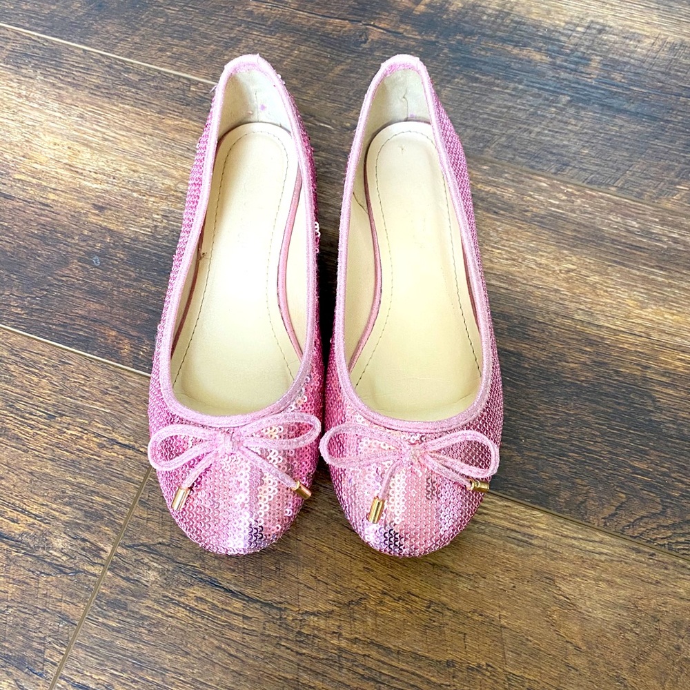 Girls pink sparkle ballet flats